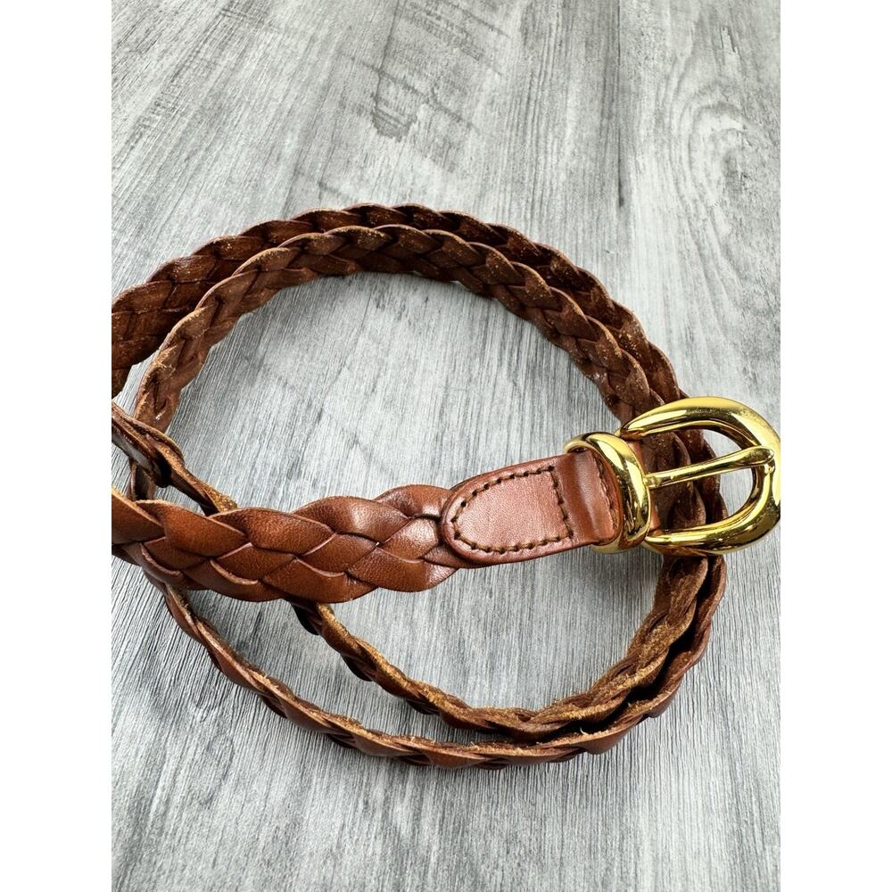 Italian Leather Braided Belt With Solid Brass Buckle Large 39”